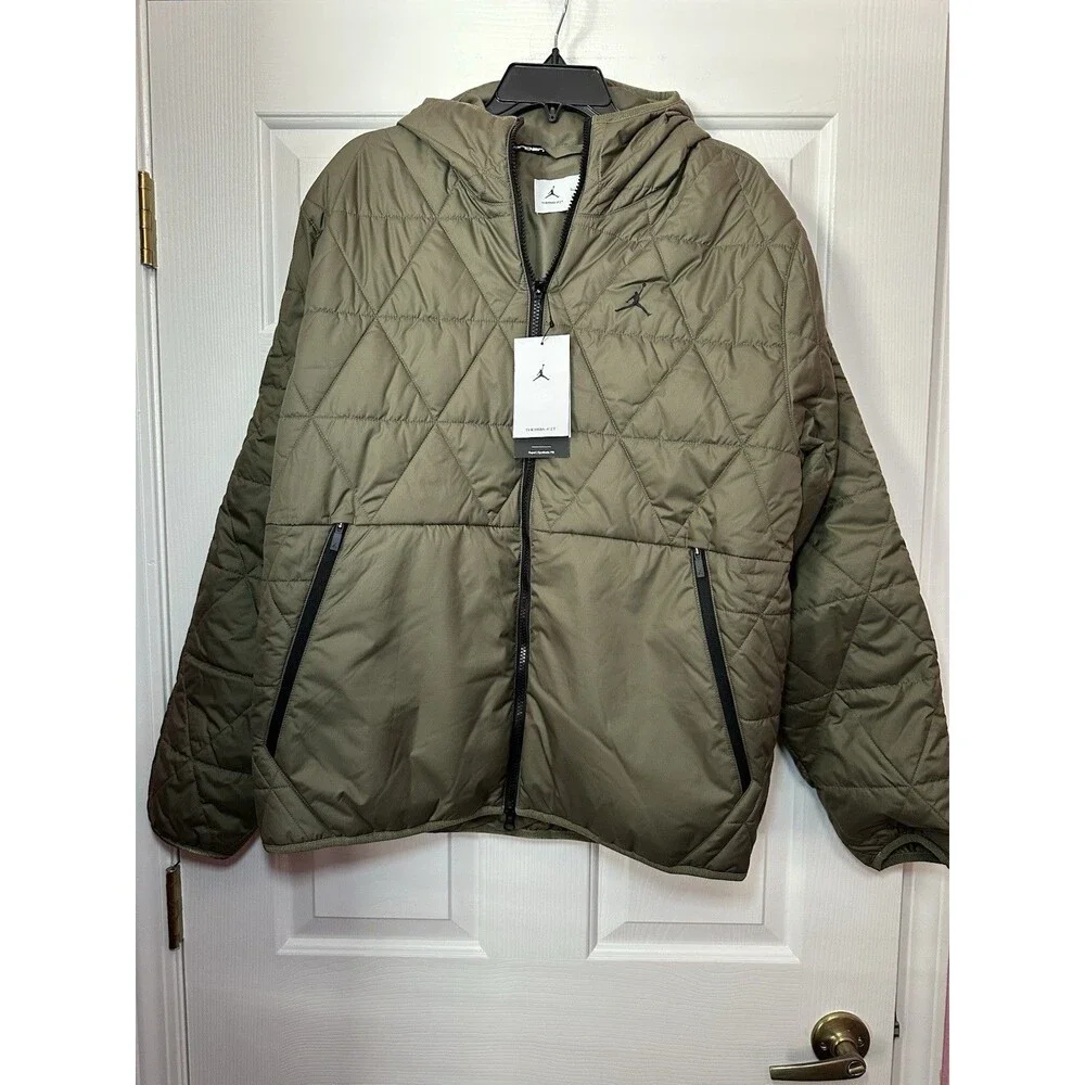 Size L Nike Air Jordan Therma-FIT Repel Jacket Olive Green FZ3162-222 Mens NEW